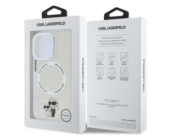 Karl Lagerfeld IML Karl and Choupette MagSafe Case Aizsargapvalks priekš iPhone 16 Pro Max / caurspīdīgs Neoriģinālie Maciņi
