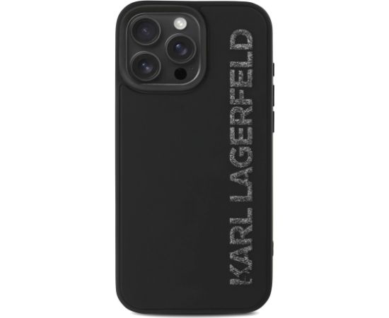 Karl Lagerfeld 3D Rubber Glitter Logo Case Aizsargapvalks priekš iPhone 15 Pro Max / melns Neoriģinālie Maciņi