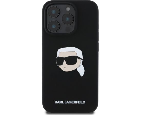 Karl Lagerfeld Liquid Silicone Karl Head MagSafe Case Aizsargapvalks priekš iPhone 16 Pro Max / melns Neoriģinālie Maciņi