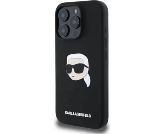 Karl Lagerfeld Liquid Silicone Karl Head MagSafe Case Aizsargapvalks priekš iPhone 16 Pro Max / melns Neoriģinālie Maciņi