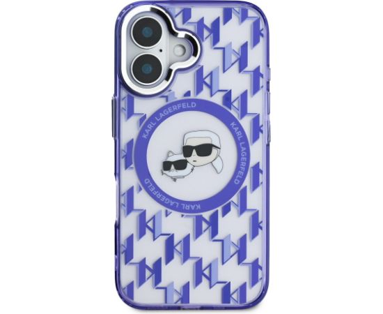 Karl Lagerfeld IML Monogram K&CH Heads MagSafe Case Aizsargapvalks priekš iPhone 16 / violets Neoriģinālie Maciņi
