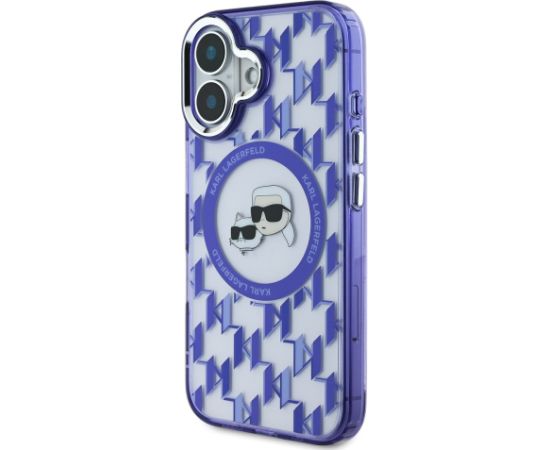 Karl Lagerfeld IML Monogram K&CH Heads MagSafe Case Aizsargapvalks priekš iPhone 16 / violets Neoriģinālie Maciņi