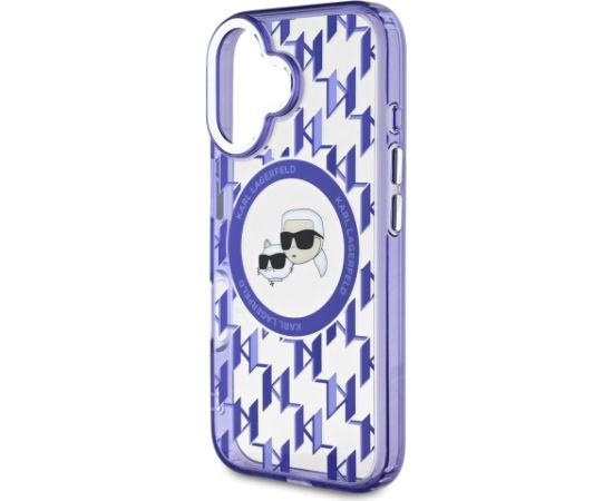Karl Lagerfeld IML Monogram K&CH Heads MagSafe Case Aizsargapvalks priekš iPhone 16 / violets Neoriģinālie Maciņi