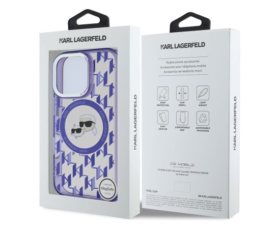 Karl Lagerfeld IML Monogram K&CH Heads MagSafe Case Защитный чехол для iPhone 16 Pro / фиолетовый Чехлы - альтернативные