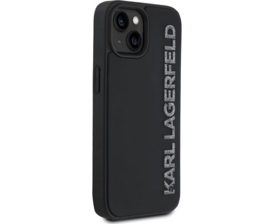 Karl Lagerfeld 3D Rubber Glitter Logo Case Aizsargapvalks priekš iPhone 13 / melns Neoriģinālie Maciņi