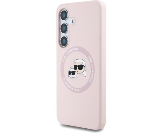 Karl Lagerfeld Liquid Silicone K&CH Heads MagSafe Case Aizsargapvalks priekš Samsung Galaxy S25 / rozā Neoriģinālie Maciņi