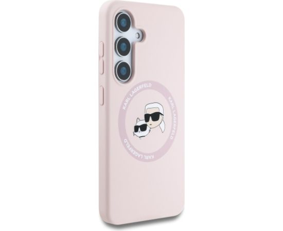 Karl Lagerfeld Liquid Silicone K&CH Heads MagSafe Case Aizsargapvalks priekš Samsung Galaxy S25 / rozā Neoriģinālie Maciņi