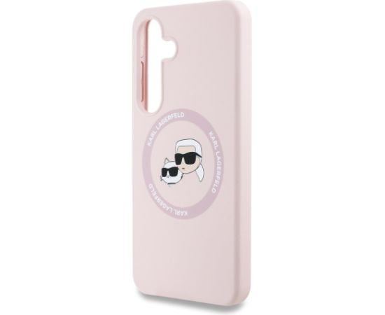 Karl Lagerfeld Liquid Silicone K&CH Heads MagSafe Case Aizsargapvalks priekš Samsung Galaxy S25 / rozā Neoriģinālie Maciņi