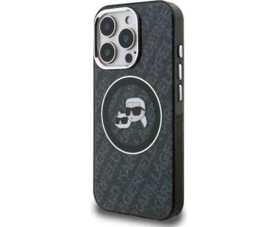 Karl Lagerfeld IML K&CH Heads Repeated Logo MagSafe Case Aizsargapvalks priekš iPhone 15 Pro / melns Neoriģinālie Maciņi