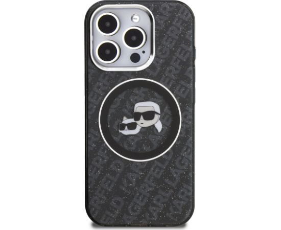Karl Lagerfeld IML K&CH Heads Repeated Logo MagSafe Case Aizsargapvalks priekš iPhone 15 Pro / melns Neoriģinālie Maciņi