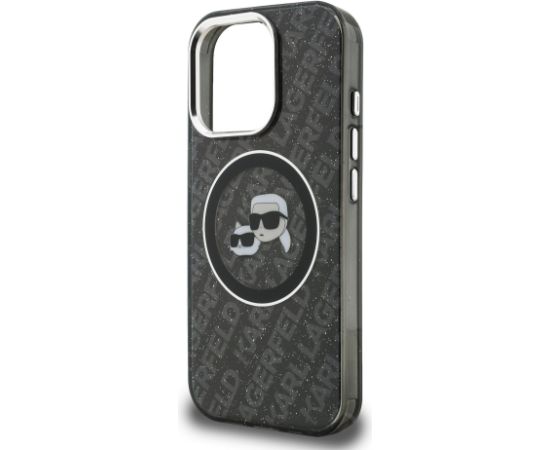 Karl Lagerfeld IML K&CH Heads Repeated Logo MagSafe Case Aizsargapvalks priekš iPhone 15 Pro / melns Neoriģinālie Maciņi