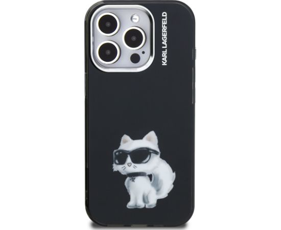 Karl Lagerfeld IML Aquarelle Choupette Case Aizsargapvalks priekš iPhone 15 Pro / melns Neoriģinālie Maciņi
