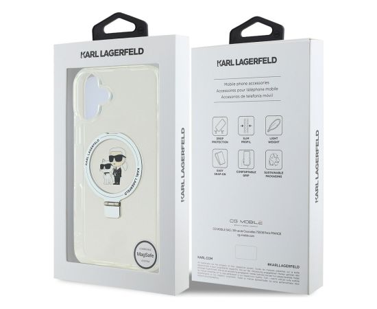 Karl Lagerfeld Ringstand Karl and Choupette MagSafe Case Защитный чехол с кольцом для iPhone 16 Plus / белый Чехлы - альтернативные