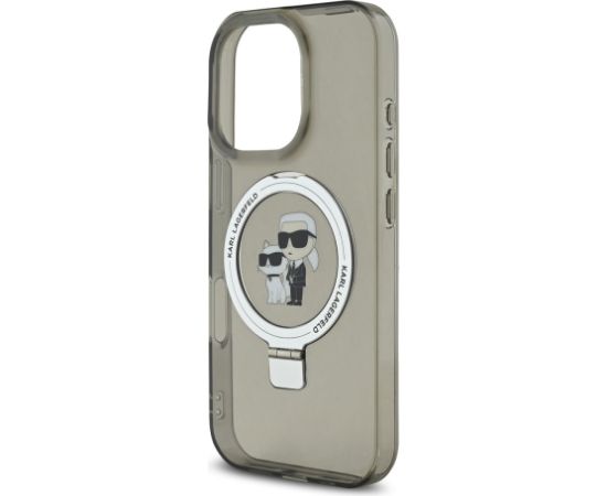 Karl Lagerfeld Ringstand Karl and Choupette MagSafe Case Aizsargapvalks priekš iPhone 16 Pro / melns Neoriģinālie Maciņi