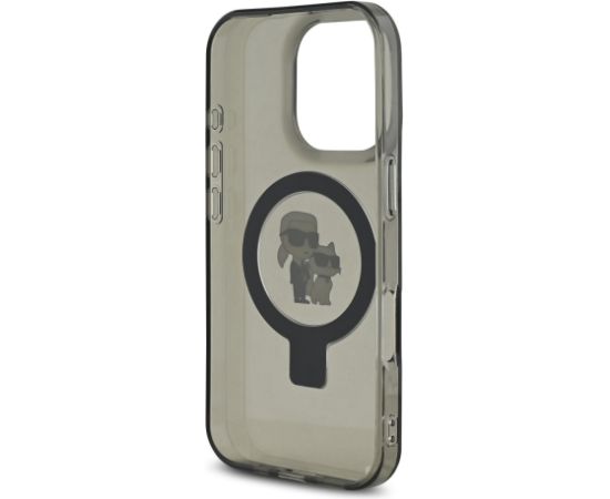 Karl Lagerfeld Ringstand Karl and Choupette MagSafe Case Aizsargapvalks priekš iPhone 16 Pro / melns Neoriģinālie Maciņi