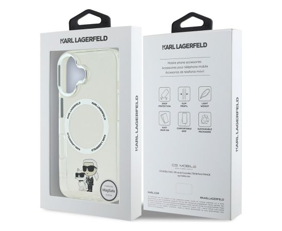 Karl Lagerfeld IML Karl and Choupette MagSafe Case Aizsargapvalks priekš iPhone 16 Plus / caurspīdīgs Neoriģinālie Maciņi