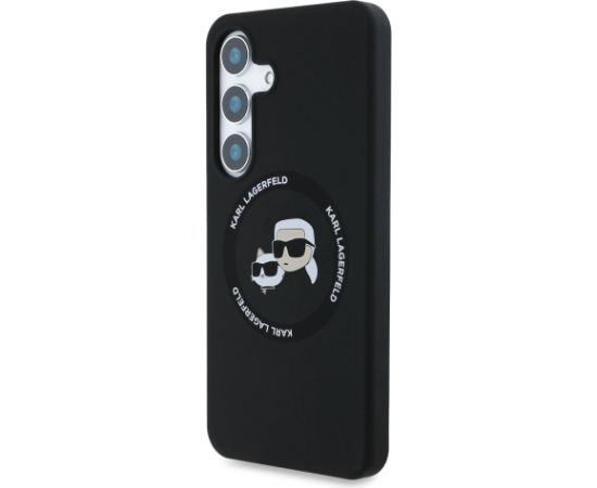Karl Lagerfeld Liquid Silicone K&CH Heads MagSafe Case Aizsargapvalks priekš Samsung Galaxy S25+ / melns Neoriģinālie Maciņi