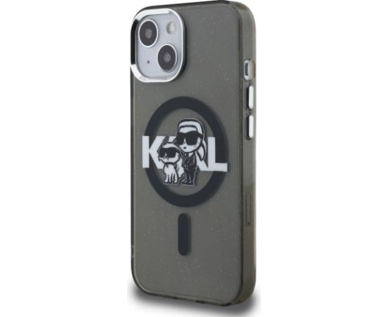 Karl Lagerfeld IML Glitter Karl and Choupette Sketch MagSafe Защитный чехол для iPhone 15 / чёрный Чехлы - альтернативные