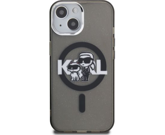 Karl Lagerfeld IML Glitter Karl and Choupette Sketch MagSafe Защитный чехол для iPhone 15 / чёрный Чехлы - альтернативные