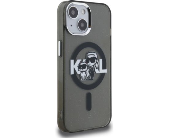 Karl Lagerfeld IML Glitter Karl and Choupette Sketch MagSafe Защитный чехол для iPhone 15 / чёрный Чехлы - альтернативные