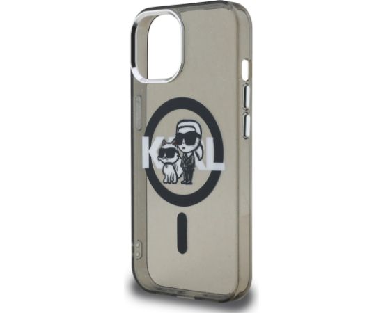 Karl Lagerfeld IML Glitter Karl and Choupette Sketch MagSafe Защитный чехол для iPhone 15 / чёрный Чехлы - альтернативные