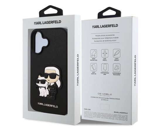 Karl Lagerfeld PU Saffiano Karl and Choupette Защитный чехол для iPhone 16 / чёрный Чехлы - альтернативные