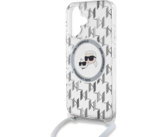 Karl Lagerfeld IML Monogram Crossbody K&CH Heads MagSafe Защитный чехол для iPhone 16 / прозрачный Чехлы - альтернативные