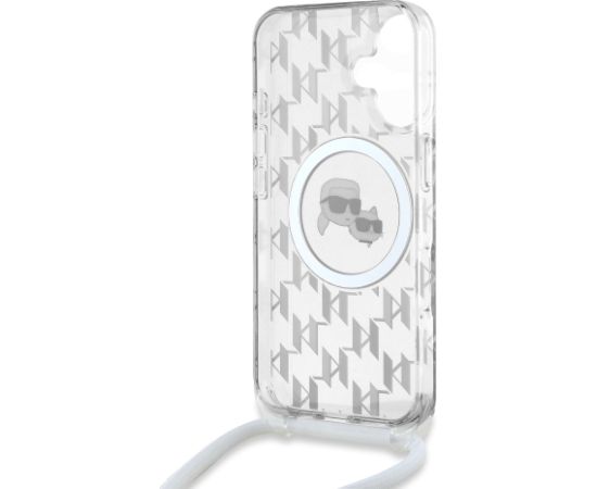 Karl Lagerfeld IML Monogram Crossbody K&CH Heads MagSafe Защитный чехол для iPhone 16 / прозрачный Чехлы - альтернативные