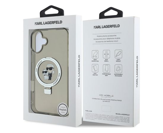 Karl Lagerfeld Ringstand Karl and Choupette MagSafe Защитный чехол для iPhone 16 Plus / чёрный Чехлы - альтернативные