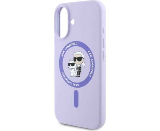 Karl Lagerfeld Liquid Silicone Karl and Choupette MagSafe Case Aizsargapvalks priekš iPhone 16 / violets Neoriģinālie Maciņi