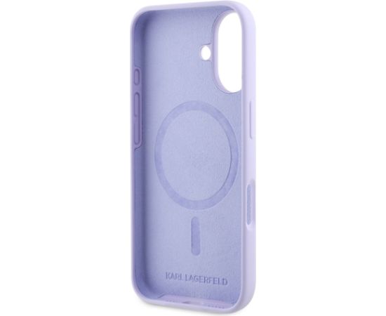 Karl Lagerfeld Liquid Silicone Karl and Choupette MagSafe Case Aizsargapvalks priekš iPhone 16 / violets Neoriģinālie Maciņi