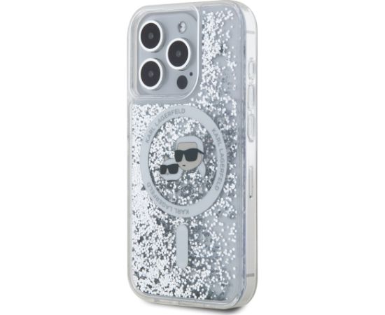 Karl Lagerfeld Liquid Glitter Karl and Choupette Heads MagSafe Case Защитный чехол для iPhone 15 Pro Max / прозрачный Чехлы - альтернативные