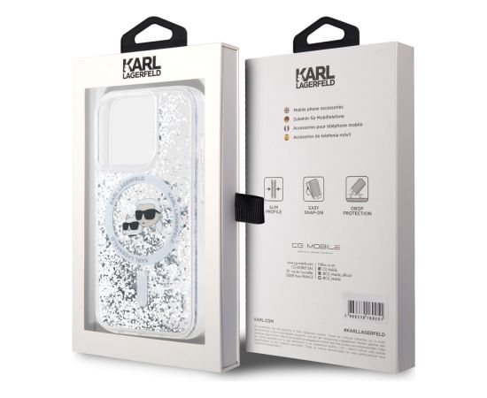 Karl Lagerfeld Liquid Glitter Karl and Choupette Heads MagSafe Case Защитный чехол для iPhone 15 Pro Max / прозрачный Чехлы - альтернативные