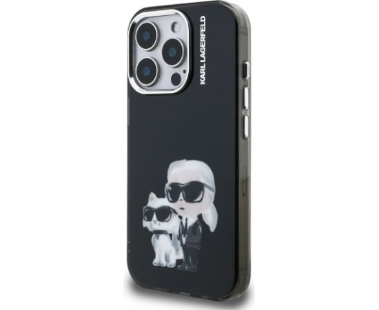 Karl Lagerfeld IML Aquarelle Karl and Choupette Aizsargapvalks priekš iPhone 15 Pro / melns Neoriģinālie Maciņi