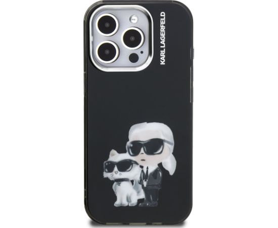 Karl Lagerfeld IML Aquarelle Karl and Choupette Aizsargapvalks priekš iPhone 15 Pro / melns Neoriģinālie Maciņi