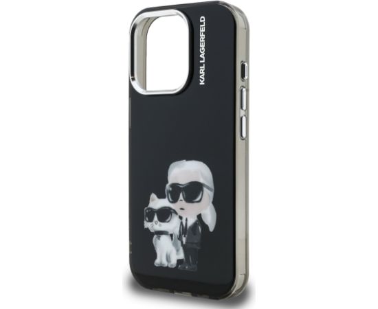 Karl Lagerfeld IML Aquarelle Karl and Choupette Aizsargapvalks priekš iPhone 15 Pro / melns Neoriģinālie Maciņi