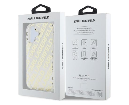 Karl Lagerfeld IML Electroplated Repeated Logo Case Aizsargapvalks priekš iPhone 16 / zelts Neoriģinālie Maciņi