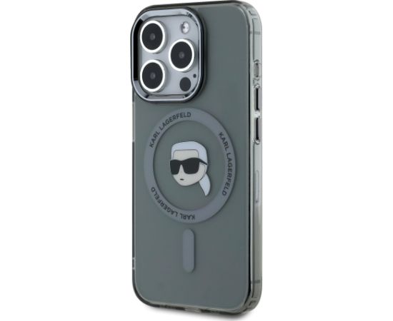 Karl Lagerfeld IML Karl Head Metal Frame MagSafe Case Защитный чехол для iPhone 15 Pro Max / чёрный Чехлы - альтернативные