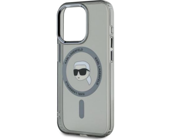 Karl Lagerfeld IML Karl Head Metal Frame MagSafe Case Защитный чехол для iPhone 15 Pro Max / чёрный Чехлы - альтернативные