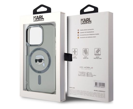 Karl Lagerfeld IML Karl Head Metal Frame MagSafe Case Защитный чехол для iPhone 15 Pro Max / чёрный Чехлы - альтернативные