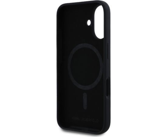 Karl Lagerfeld Liquid Silicone Karl and Choupette MagSafe Case Aizsargapvalks priekš iPhone 16 Plus / melns Neoriģinālie Maciņi