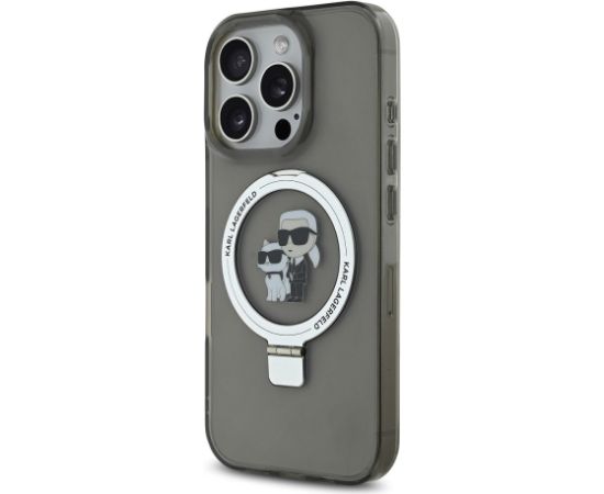 Karl Lagerfeld Ringstand Karl and Choupette MagSafe Aizsargapvalks priekš iPhone 16 Pro Max / melns Neoriģinālie Maciņi