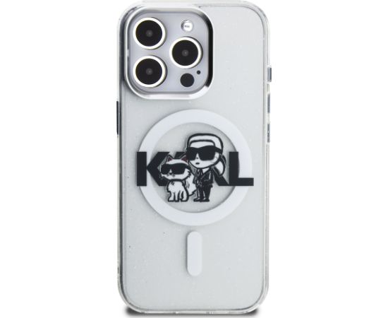 Karl Lagerfeld IML Glitter Karl and Choupette Sketch MagSafe Case Защитный чехол для iPhone 15 Pro / прозрачный Чехлы - альтернативные