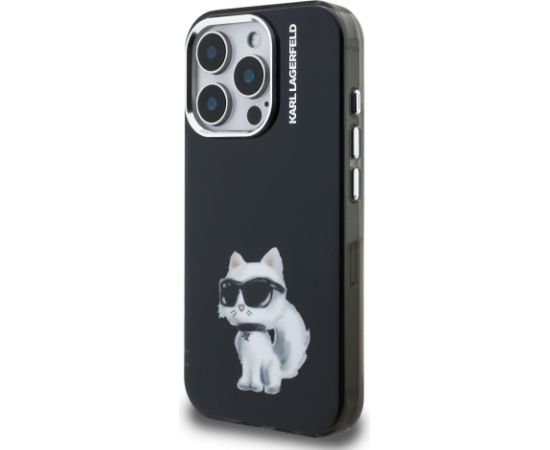 Karl Lagerfeld IML Aquarelle Choupette Case Aizsargapvalks priekš iPhone 15 Pro Max / melns Neoriģinālie Maciņi
