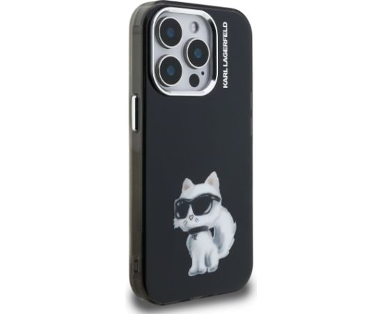 Karl Lagerfeld IML Aquarelle Choupette Case Aizsargapvalks priekš iPhone 15 Pro Max / melns Neoriģinālie Maciņi