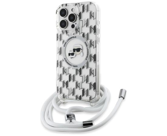 Karl Lagerfeld IML Monogram Crossbody K&CH Heads MagSafe Aizsargapvalks priekš iPhone 16 Pro Max / caurspīdīgs Neoriģinālie Maciņi