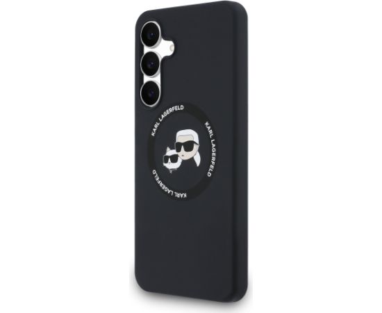 Karl Lagerfeld Liquid Silicone K&CH Heads MagSafe Case Aizsargapvalks priekš Samsung Galaxy S25 FE / melns Neoriģinālie Maciņi
