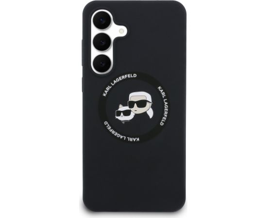 Karl Lagerfeld Liquid Silicone K&CH Heads MagSafe Case Aizsargapvalks priekš Samsung Galaxy S25 FE / melns Neoriģinālie Maciņi