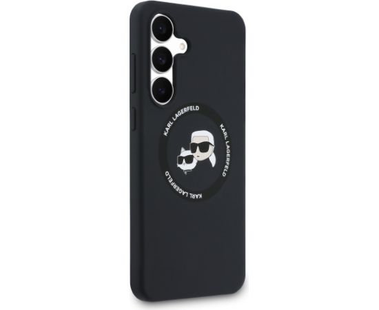 Karl Lagerfeld Liquid Silicone K&CH Heads MagSafe Case Aizsargapvalks priekš Samsung Galaxy S25 FE / melns Neoriģinālie Maciņi
