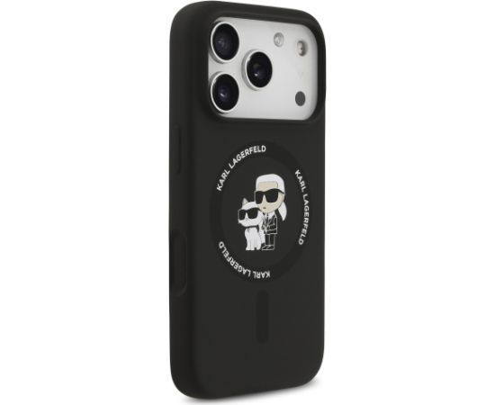 Karl Lagerfeld Liquid Silicone Karl and Choupette MagSafe Case Aizsargapvalks priekš iPhone 17 Pro Max / melns Neoriģinālie Maciņi